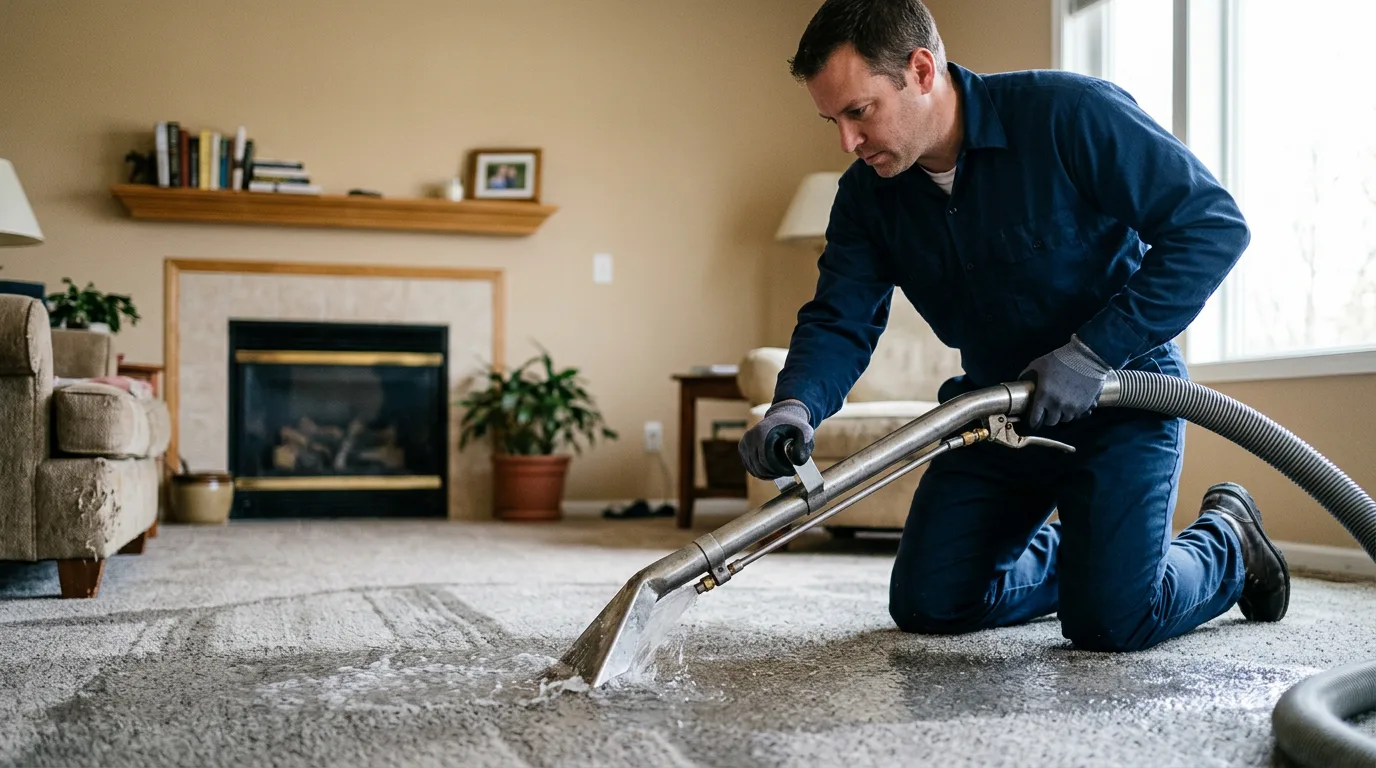 Water damage restoration technician working near Marengo, WI